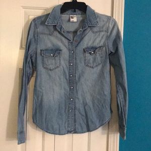 Denim snap button top